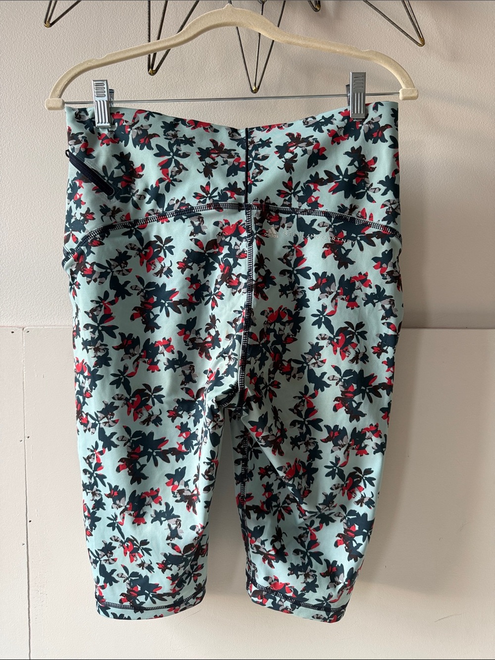 Stella McCartney Light Blue Leggings with Red & Navy Floral Print